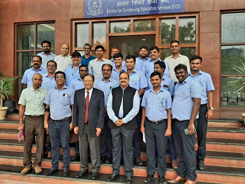 Dr Hegde with programme participants outside the NCB Centre for Continuing Education Services